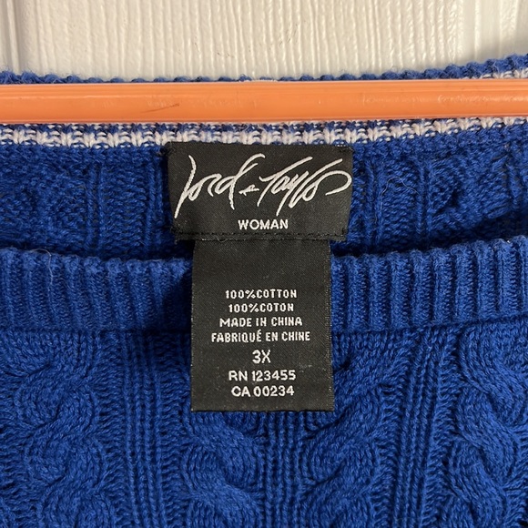 LORD & TAYLOR Woman 3X Navy Blue Knit Sweater - Picture 2 of 2